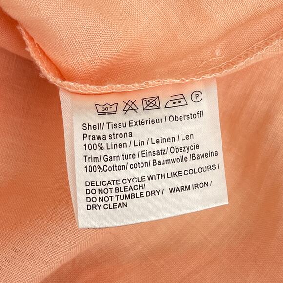 Malvin Germany Tunic Dress Women M Coral Pink Love Linen Lace Yoke Coastal - Picture 8 of 10